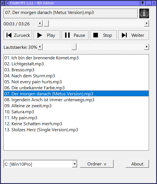 FolderMP3 Hauptfenster